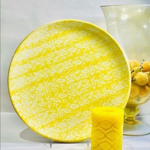 Vintage Trend Craft Yellow & White Round Ceramic Serving Plate  - Made in Italy